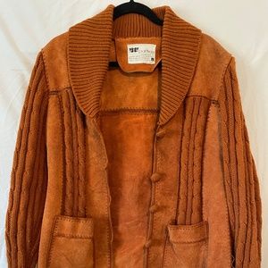 VINTAGE 70’s Leather and Cable knit Sweater
